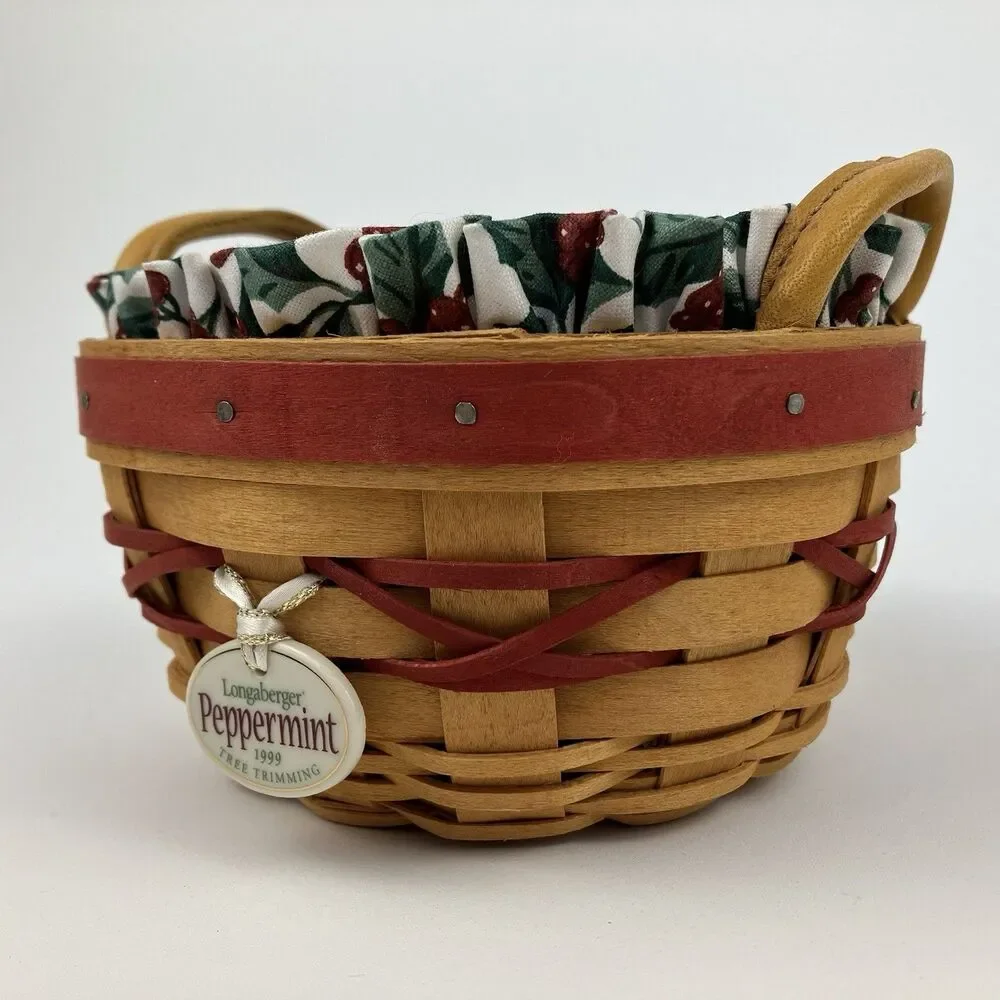 Longaberger Peppermint Red Basket 1999 | /w Liner 5